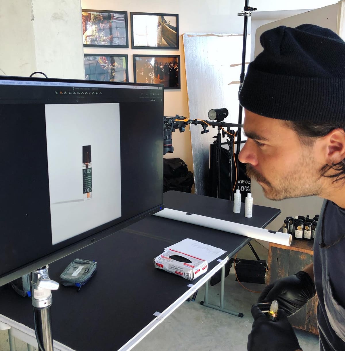 Tyler inspecting a new design