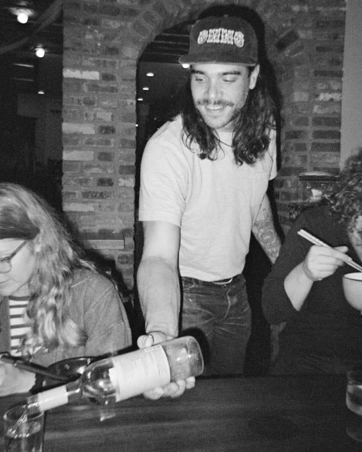 Tyler pouring